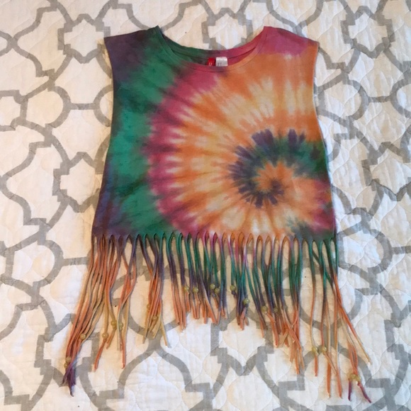Divided Tops - H&M Divided Tie-Dye Fringe Tank